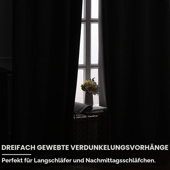 DWCN Vorhänge Blickdicht Gardine Verdunkelungsvorhang Gardinen mit kräuselband 2 set H183 x B167cm,