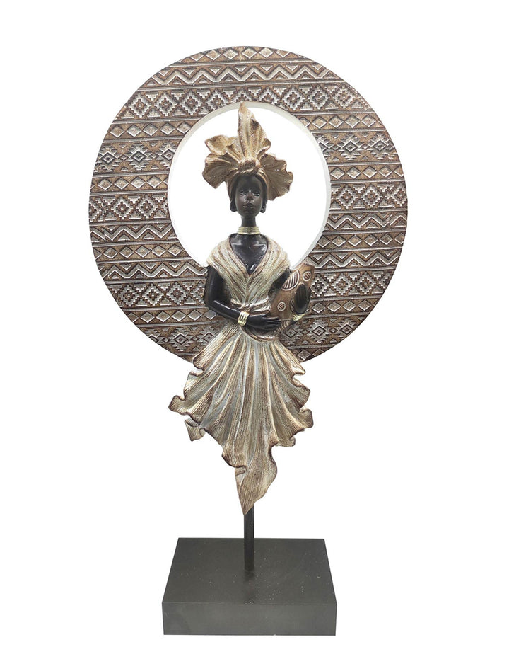 Signes Grimalt Ethno-Figur, goldfarben, Afrikanisch, Krug und Kreis, Daka-Kollektion, Höhe 38 cm