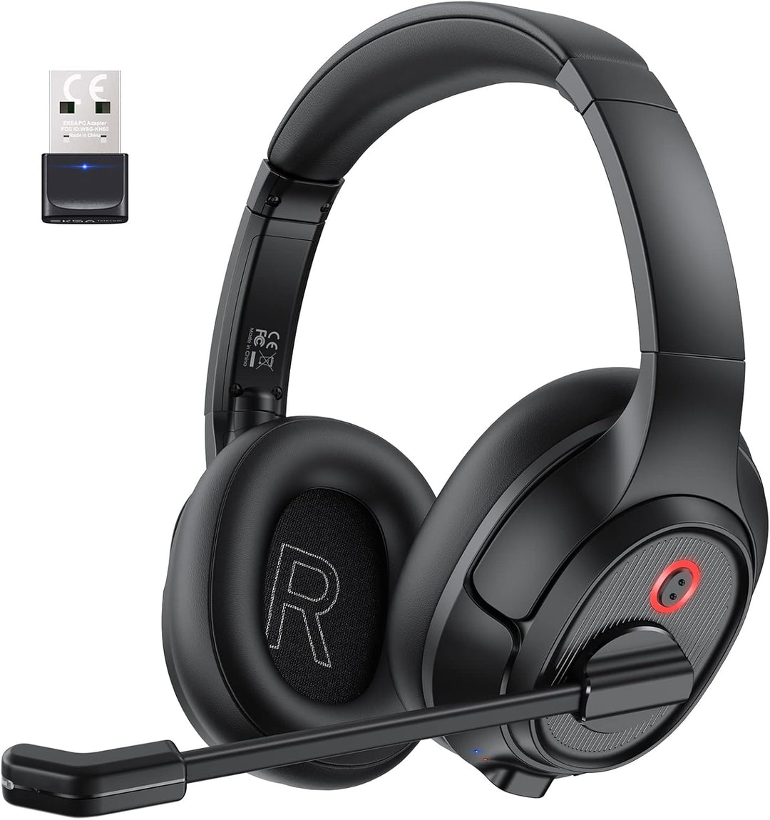 EKSA H6 Bluetooth Headset mit Mikrofon & USB Dongle [Bis zu 55 Stdn & 10 Meter Reichweite] Wireless