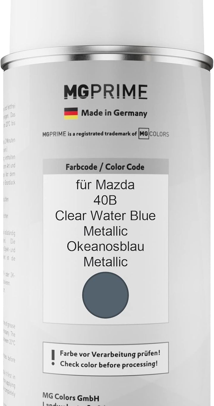 MG PRIME Autolack Sprühdosen Set für Mazda 40B Clear Water Blue Metallic/Okeanosblau Metallic Basisl