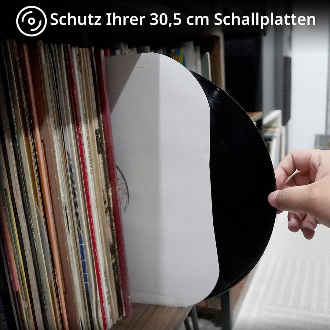 Schallplatten-Innenhüllen, schweres weisses Kraftpapier mit abgerundeten Ecken, Schutzhüllen, antist