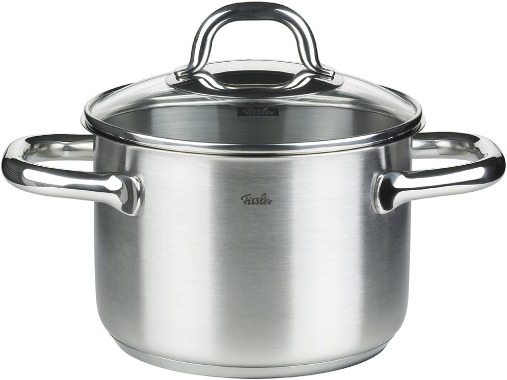 Fissler Korfu/Edelstahl-Topfset, 5-teilig, Kochtopf-Set, Töpfe mit Glas-Deckel (3 Kochtöpfe, 1 Brate