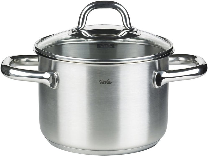Fissler Korfu/Edelstahl-Topfset, 5-teilig, Kochtopf-Set, Töpfe mit Glas-Deckel (3 Kochtöpfe, 1 Brate