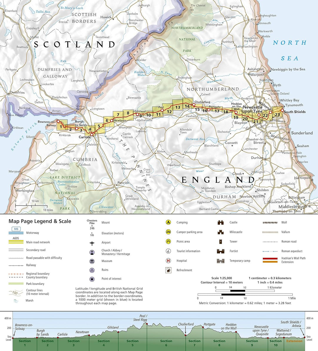 Hadrian's Wall: Trails Illustrated, Karte