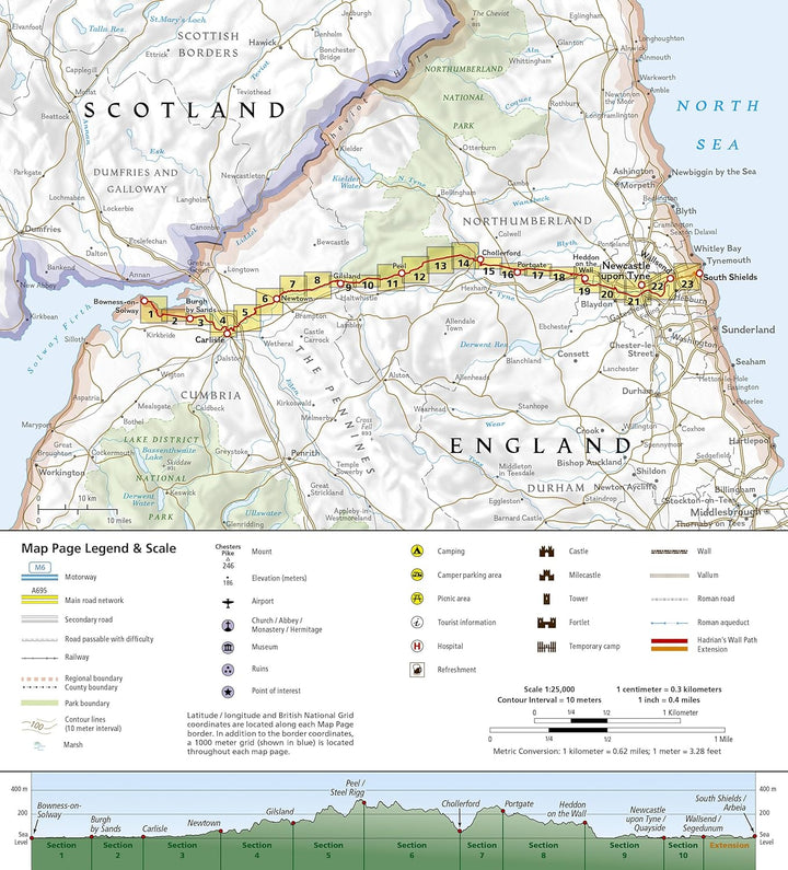 Hadrian's Wall: Trails Illustrated, Karte