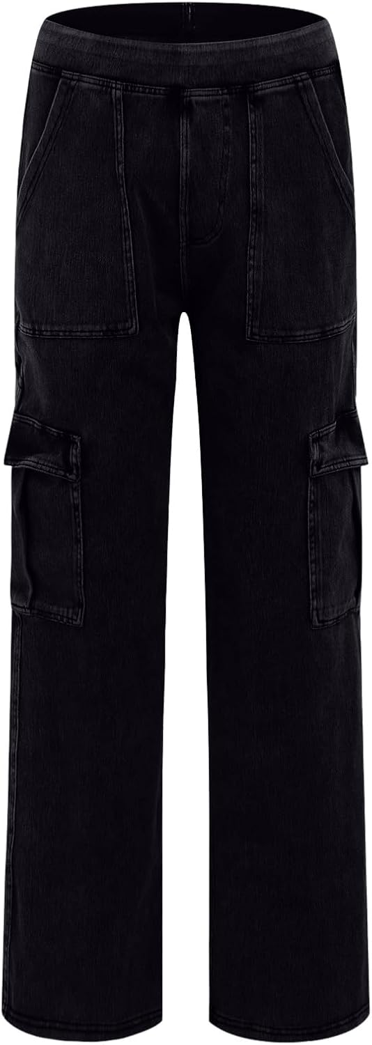 Wide Leg Jeans Damen Cargohose Sommerhosen Leicht Stretch Latzhose Bequeme High Waist Weites Bein Ba