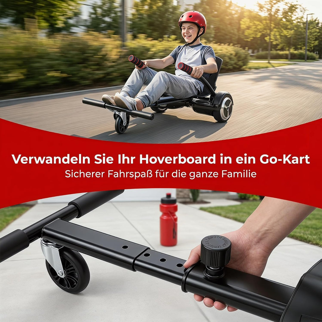 Hoverboard mit Sitz, Verstellbarer Sitzscooter Kompatibel mit 6,5-10 Zoll Hoverboard Sitz, Kartsitz