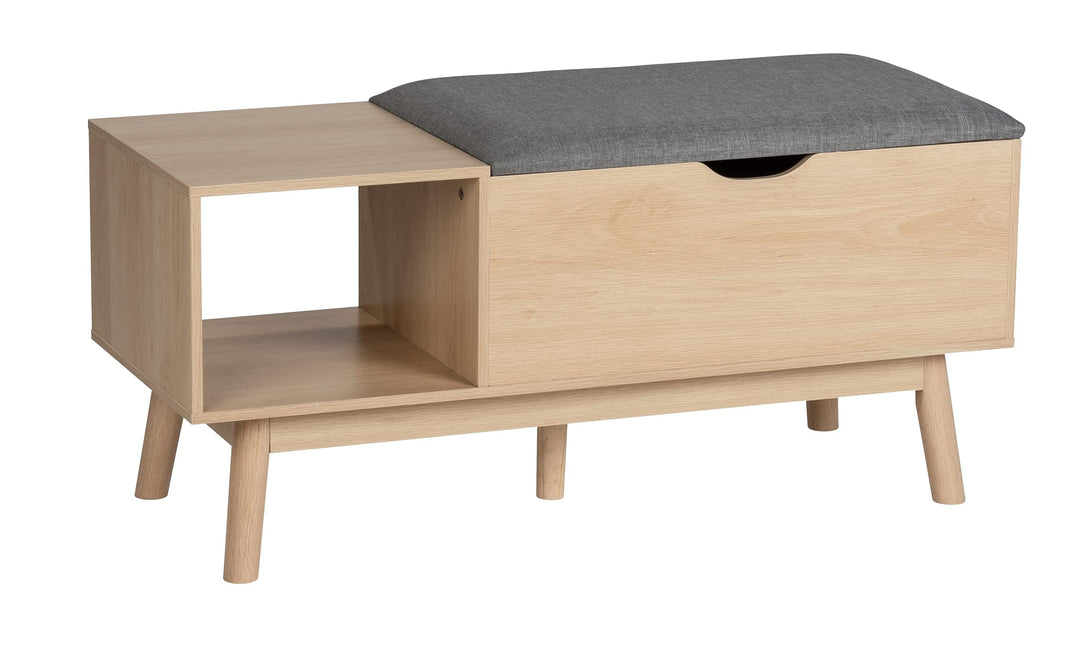WENKO Sitzbank Edda mit Staufach, moderne Schuhbank mit Sitzpolster und grosszügigem Stauraum für Di