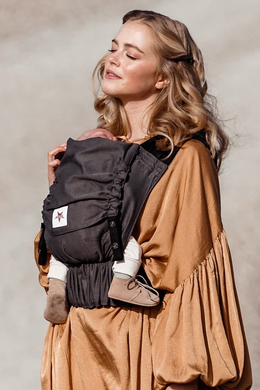 KOKADI Babytrage Flip - ergonomisch, mitwachsend und einfach - sichere Tragehilfe ab Geburt bis 15kg