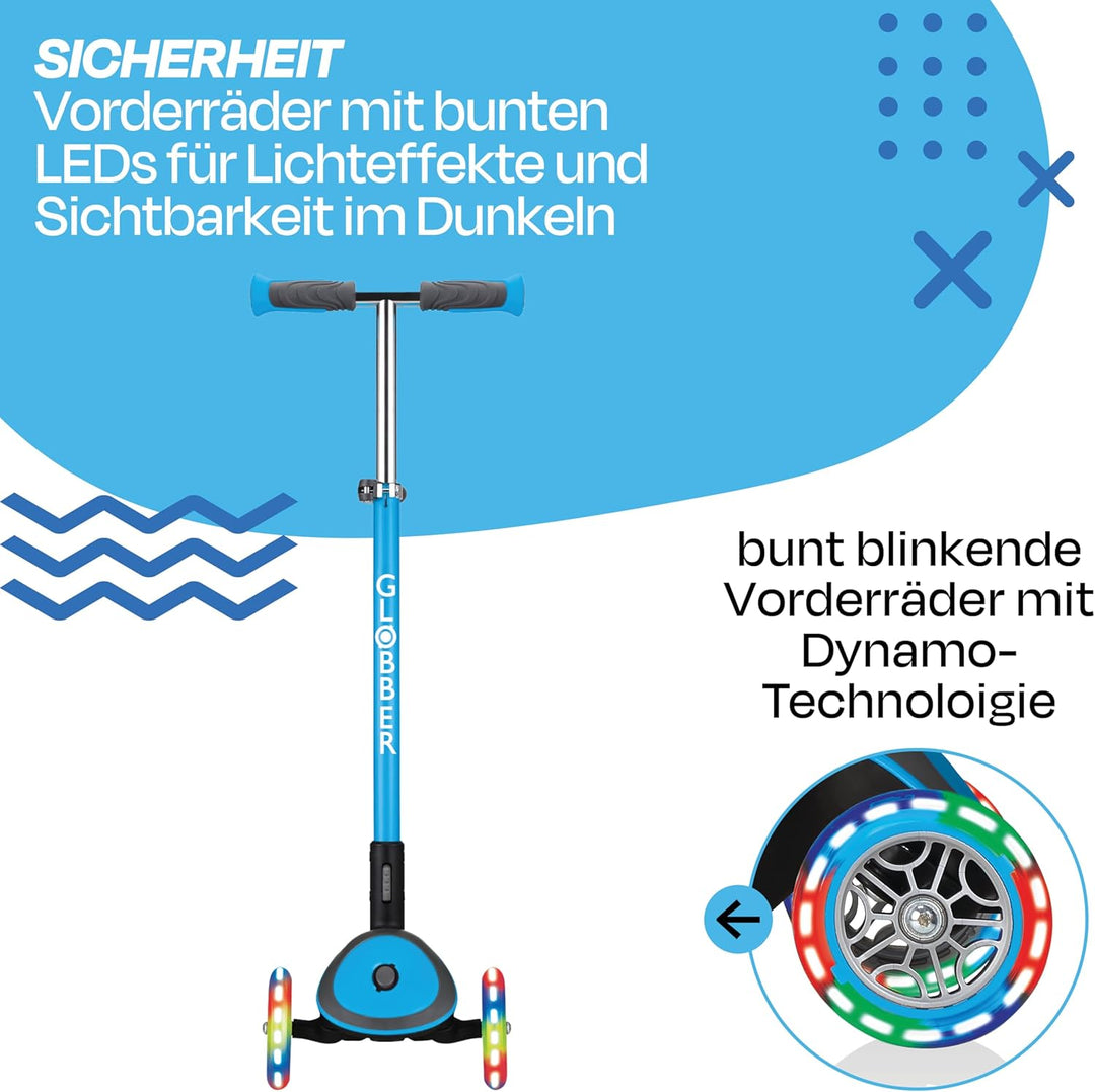 GLOBBER Elite Roller – Tretroller Kinder ab 3 Jahre - Scooter 120/80 mm - ABEC 5, 3-rädrig – höhenve