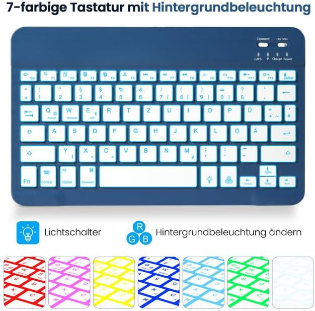 LAMA Tastaturhülle mit Maus für Samsung Galaxy Tab S6 Lite, Hülle mit Tastatur für Tab S6 Lite 10,4“