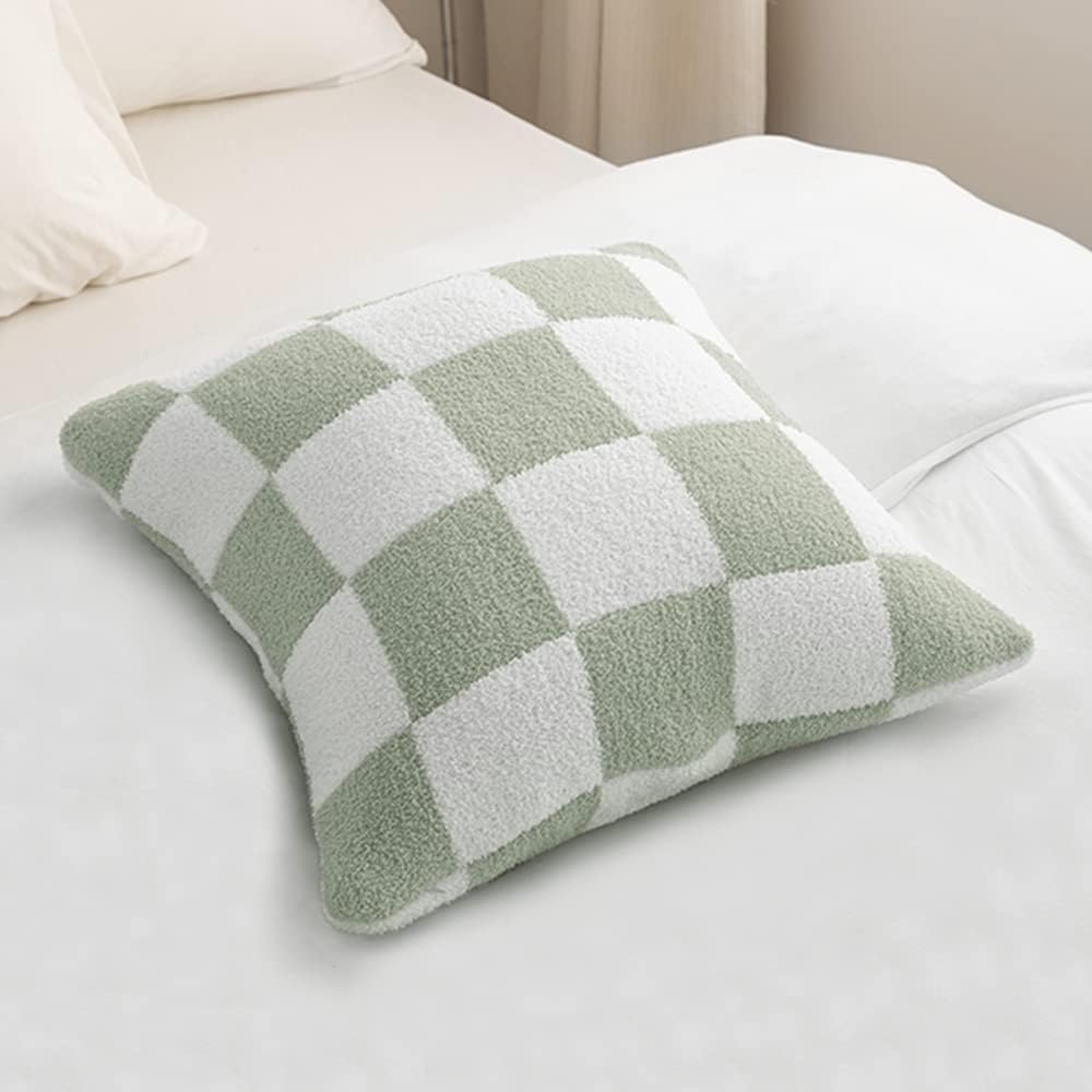 NIDITW Set mit 2 ultraweichen Schachbrett-Kissenbezügen, flauschig, Mikrofaser, Schachbrett, Gingham