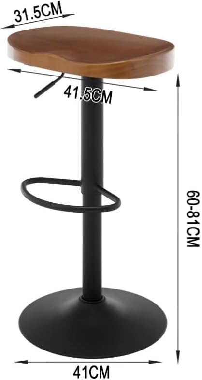 WOLTU Barhocker, Hocker höhenverstellbar, Massivholz, Braun | Barstuhl mit Sattelsitz Fussstütze, Dr