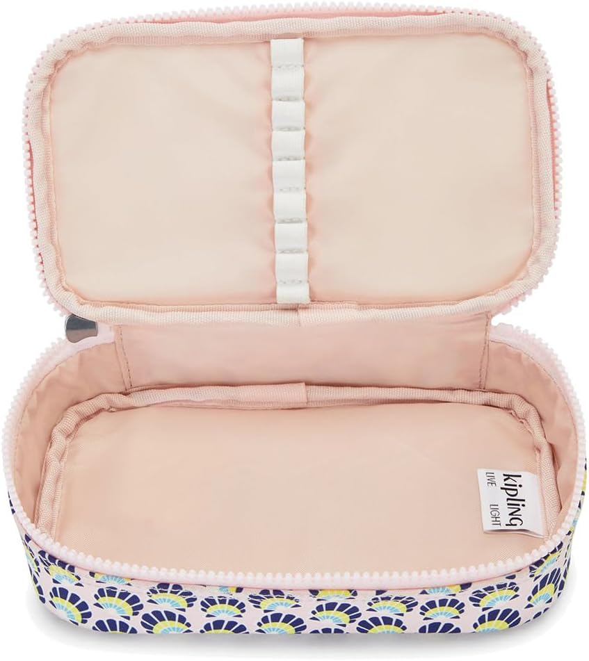 Kipling 50 PENS Medium pencase, Pouches, Cases, Geo Shell (Blue), Geo Shell