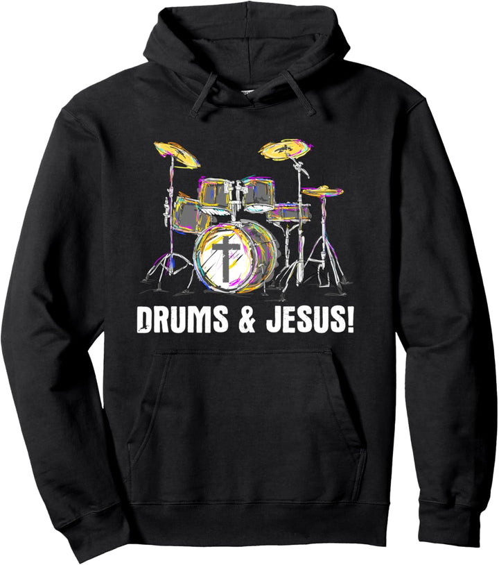 Drums & Jesus – christlicher Glaube Musiker Schlagzeuger Anbetung Pullover Hoodie