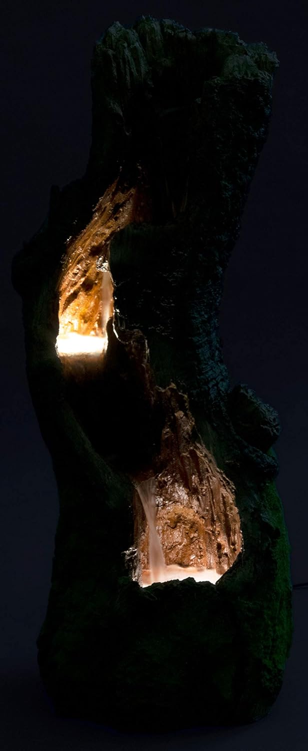 dobar® 96310e Grosser Design Gartenbrunnen Naturgeist | Terrassenbrunnen mit LED-Beleuchtung | Wasse