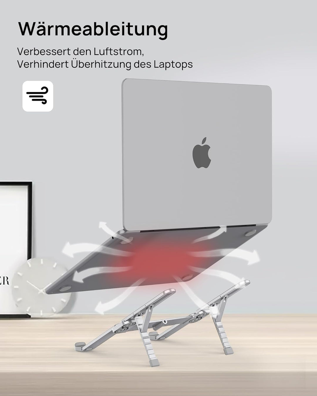 SODI Laptop Ständer, Faltbarer Aluminium Notebook Ständer, Höhenverstellbarer Laptopständer mit Belü