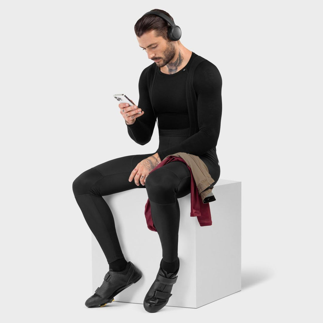 SIROKO - Fahrradunterhemd Langarm Merinowolle SRX Typhoon - L-XL - Schwarz