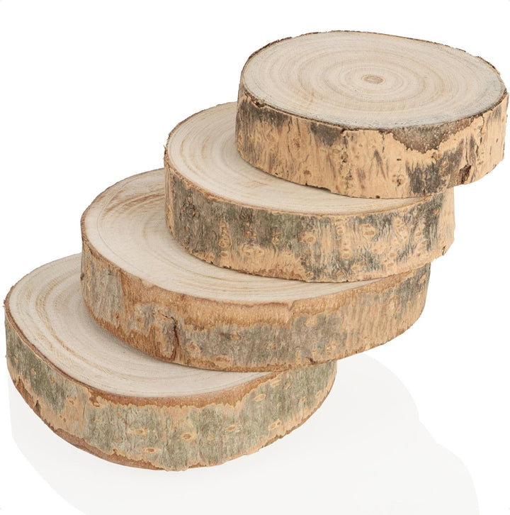com-four® 8X Baumscheibe aus Vollholz mit Rinde - Dicke Holzscheibe zur Dekoration - Deko-Untersetze