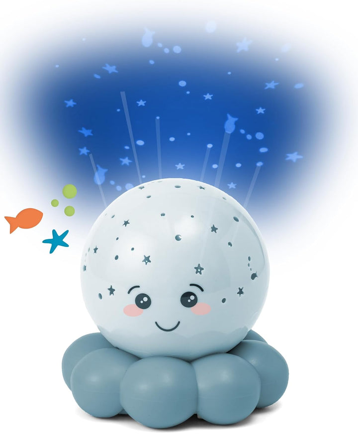 Cloud b Twinkles To Go Octo Pastell Blau – Tragbarer Stern- &amp; Fisch-Nachtlichtprojektor für Kinder –