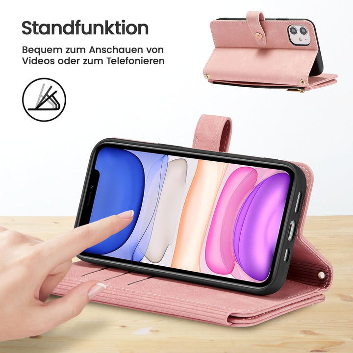 ZCDAYE Hülle für iPhone 12 mit Band Handykette, Leder iPhone 12 Handyhülle Handytasche mit Kartenfäc