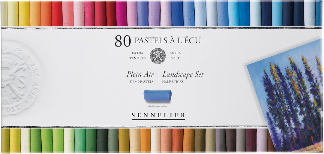 Savoir-Faire Sennelier Soft Pastellkreide, halbes Stick-Set, 80 Stück Halbe Stäbchen Landschaftsfarb
