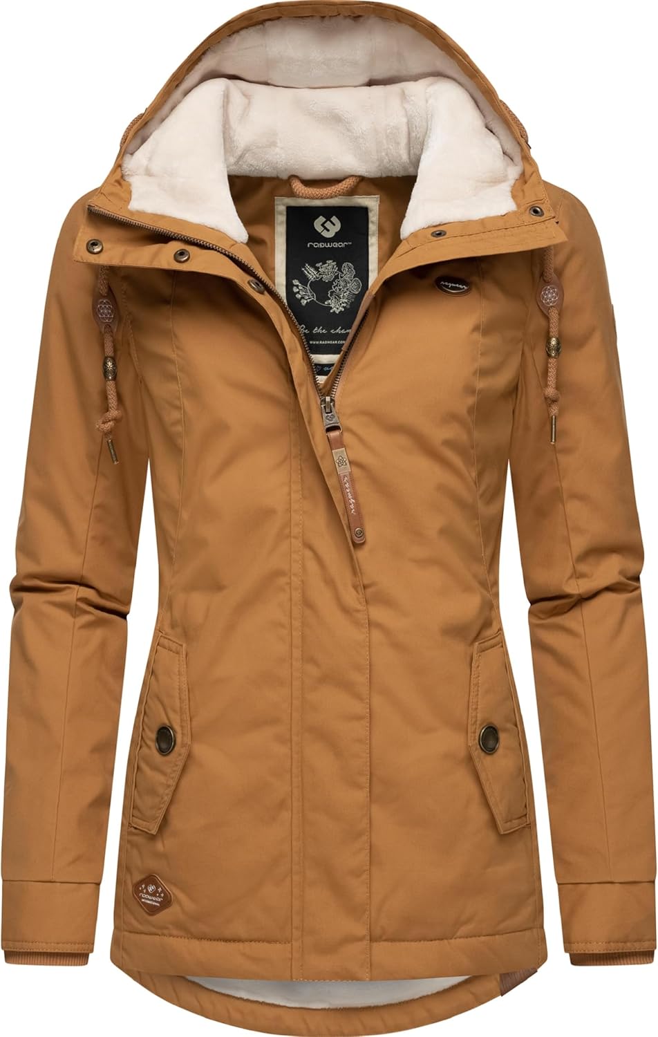 Ragwear Damen warme Winterjacke kurz mit Kapuze Monade XS-6XL M Brown Sugar24, M Brown Sugar24