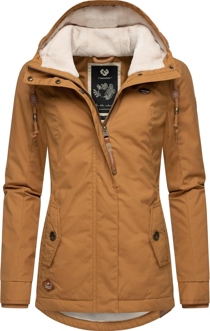 Ragwear Damen warme Winterjacke kurz mit Kapuze Monade XS-6XL XL Brown Sugar24, XL Brown Sugar24