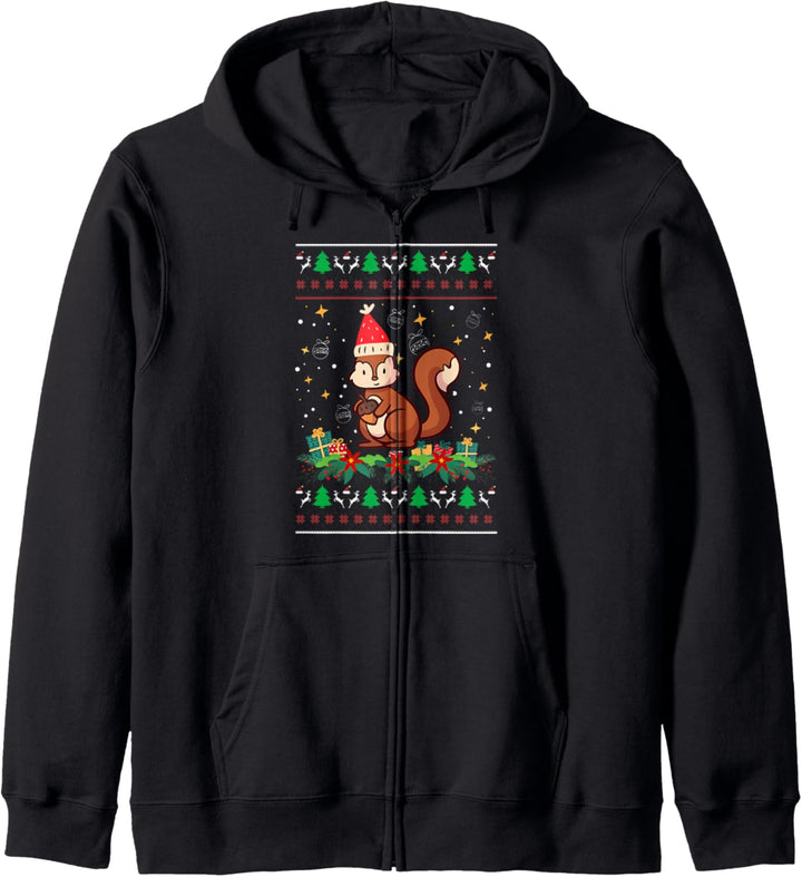 Eichhörnchen Ugly Christmas Weihnachten Winter Kapuzenjacke