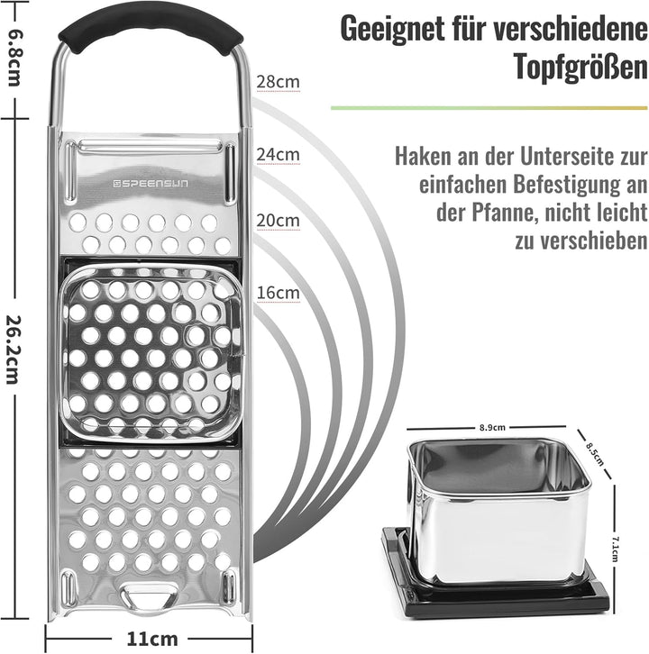 Spätzlehobel,Spätzlepresse mit Gummigriff,Spätzlereibe aus hochwertigem Edelstahl spülmaschinenfest,