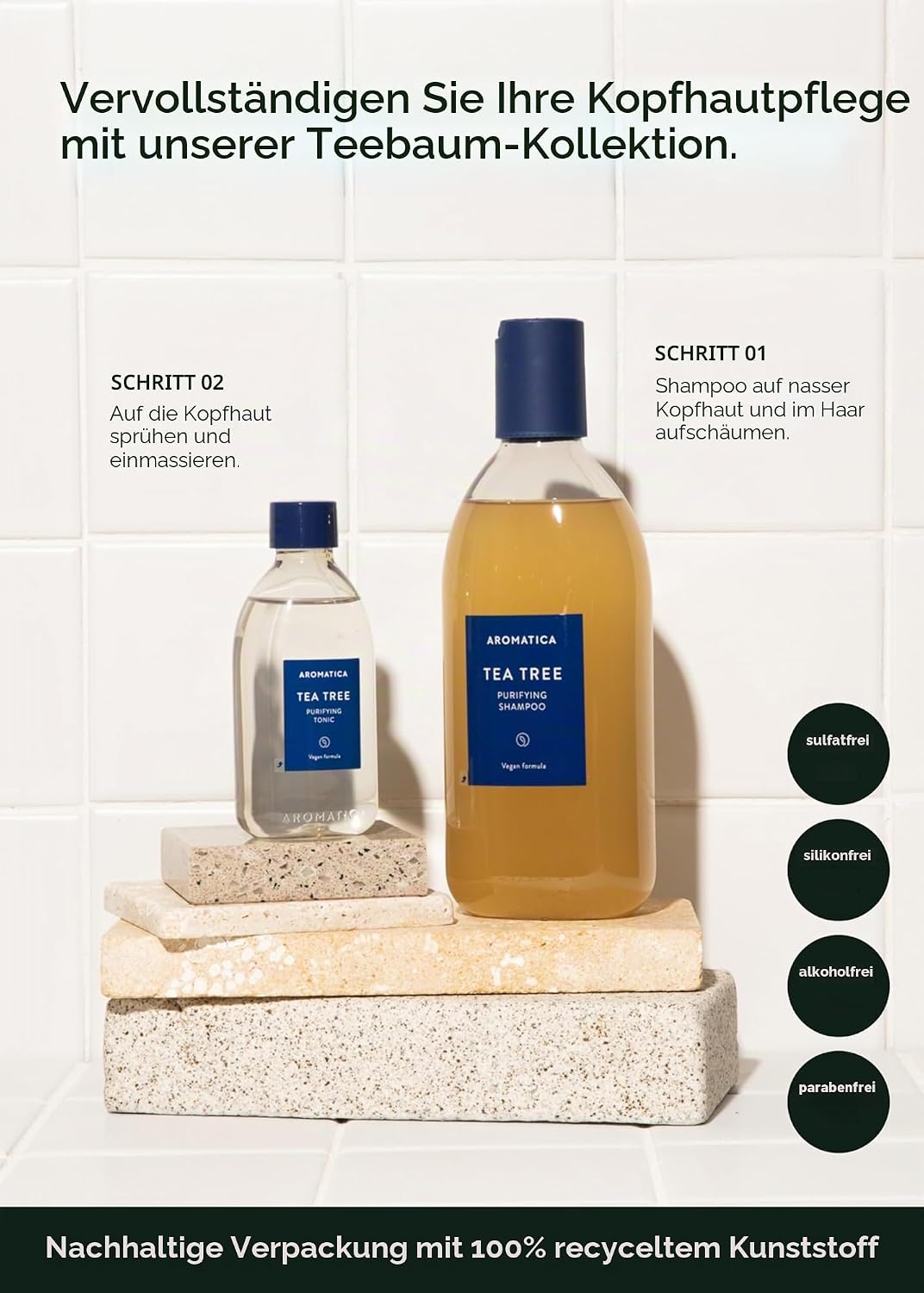 AROMATICA Reinigendes Shampoo mit Teebaum - Sulfatfrei, Vegan mit Salicylsäure | Haarreiniger für ju