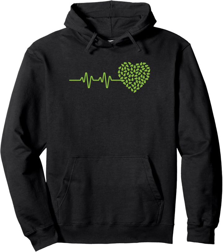 Vegan Heartbeat Gift Plant Vegetarian Lifestyle Vegan Gifts Pullover Hoodie