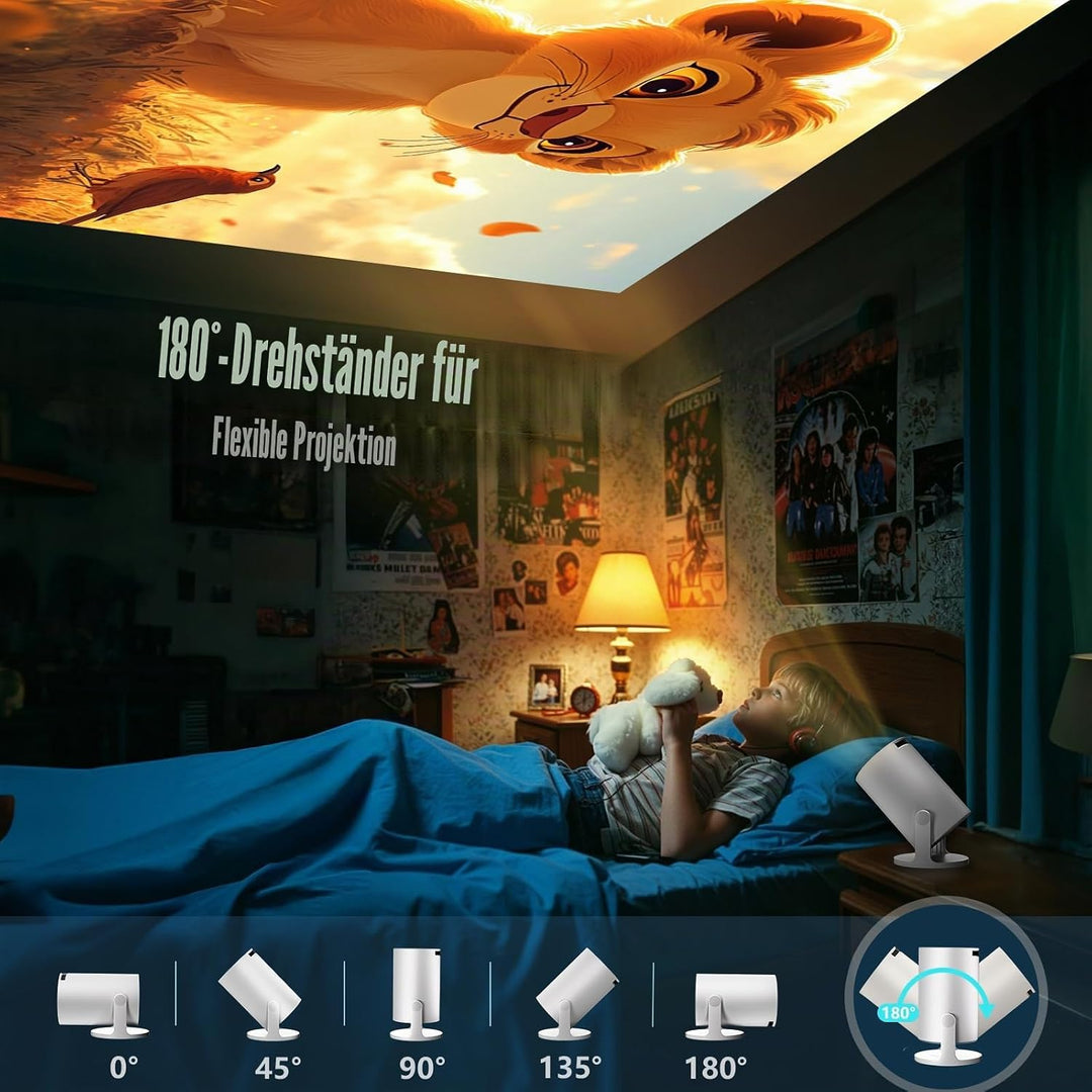 Mini Beamer Unterstützt 1080P [Android 11 & Auto Trapezkorrektur] AKIYO O2 Smart Projektor mit WiFi