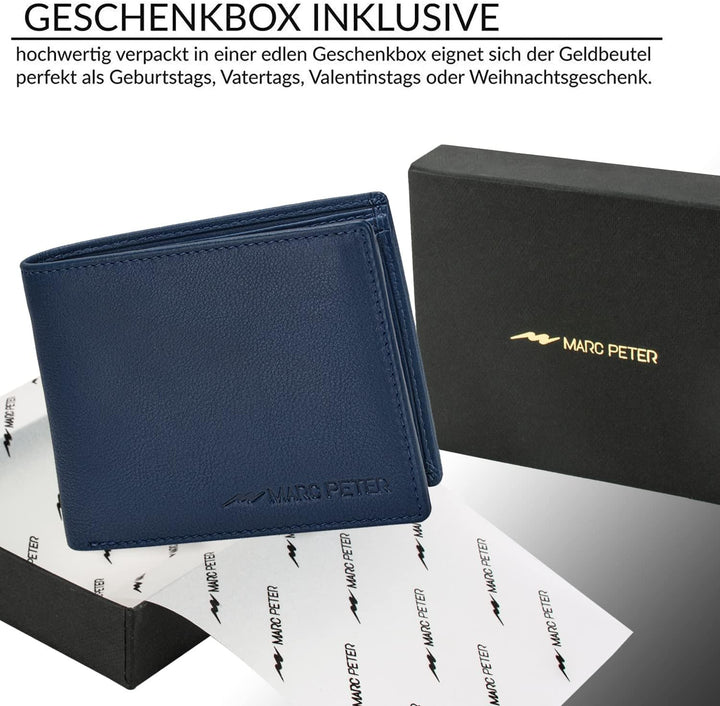 Marc Peter Oslo Geldbörse Herren Leder mit RFID Schutz I Echtleder Portemonnaie Gross I 13 Fächer I