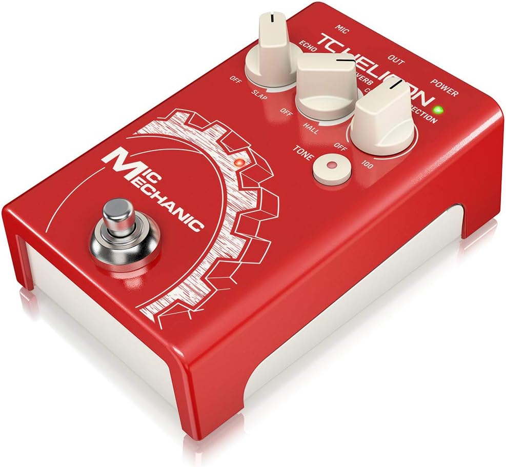 TC Helicon MIC MECHANIC 2 Ultra-einfache batteriebetriebene Vocal Effects Stompbox mit Hall-, Echo-
