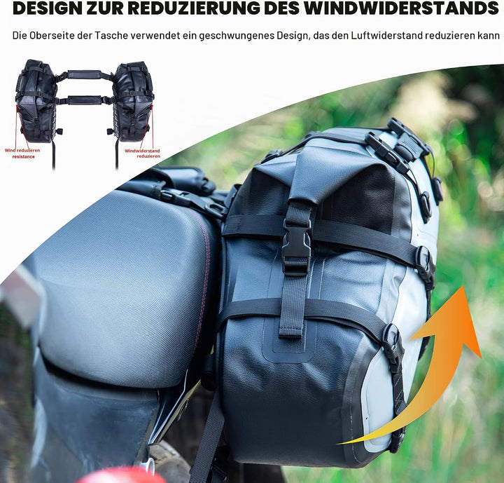 WILD HEART Motorrad-Satteltaschen, wasserdicht, 36 l (18 l x 2), Motorrad-Seitensatteltaschen, Gepäc