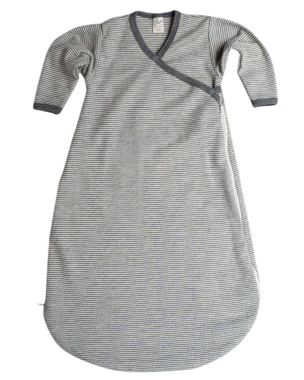 Lilano, Wickelsack Ringel, 70% Wolle (kbT), 30% Seide, 210 gr./m² 74-80 Hellgrau/Natur, 74-80 Hellgr