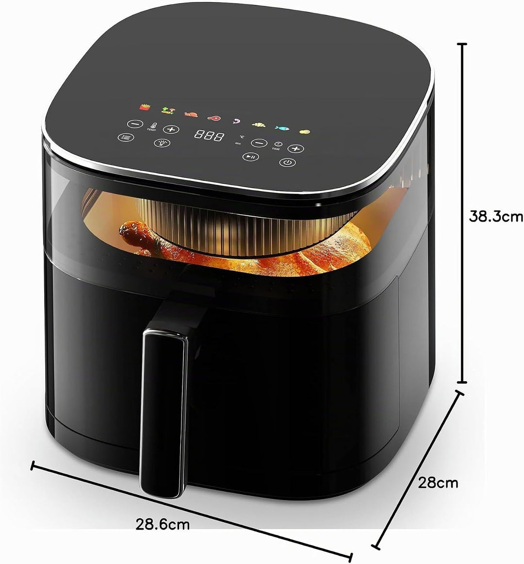 aeco TOUCH AirFryer 5,7 Liter, Heissluftfritteuse mit 270° beleuchtetem Sichfenster &amp; digitalem Touc