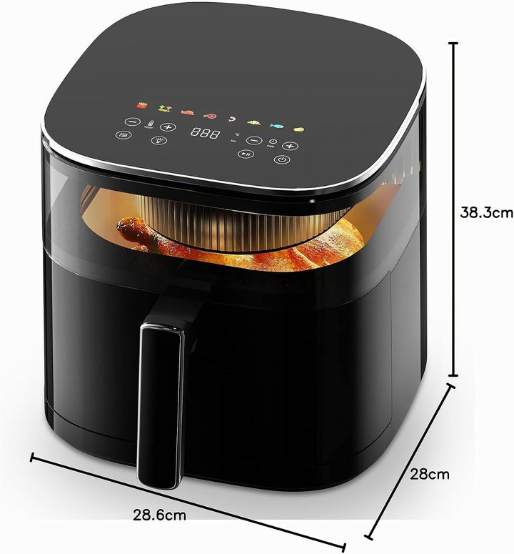 aeco TOUCH AirFryer 5,7 Liter, Heissluftfritteuse mit 270° beleuchtetem Sichfenster &amp; digitalem Touc