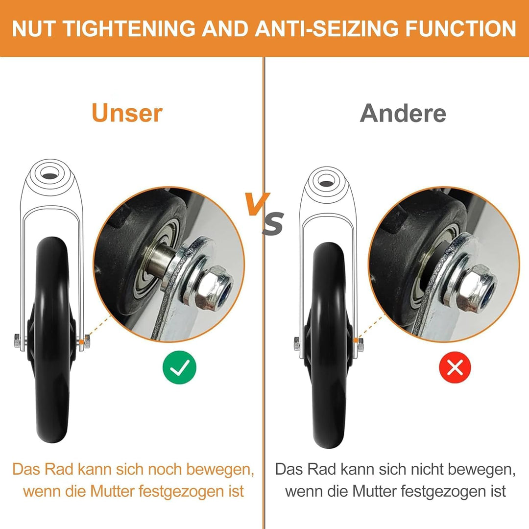 2 Stück 200 mm Solide Ersatzräder – Umweltfreundliches Gummimaterial, Verschleissfeste PU-Reifen, Ru