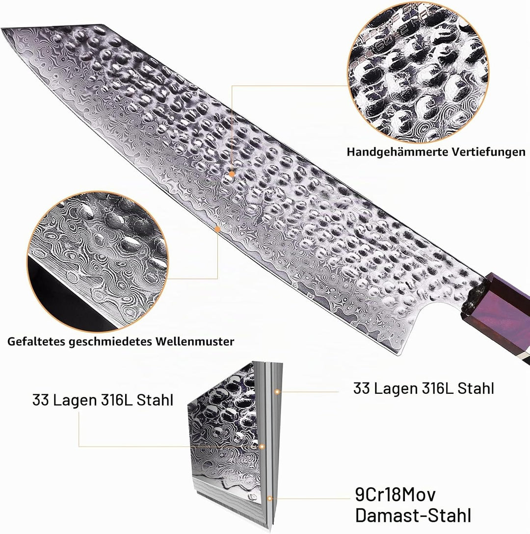 FINDKING Eternity Series Japanisches Kiritsuke Messer mit ABS Scheide, Mehrzweck Gyuto Kochmesser, 9
