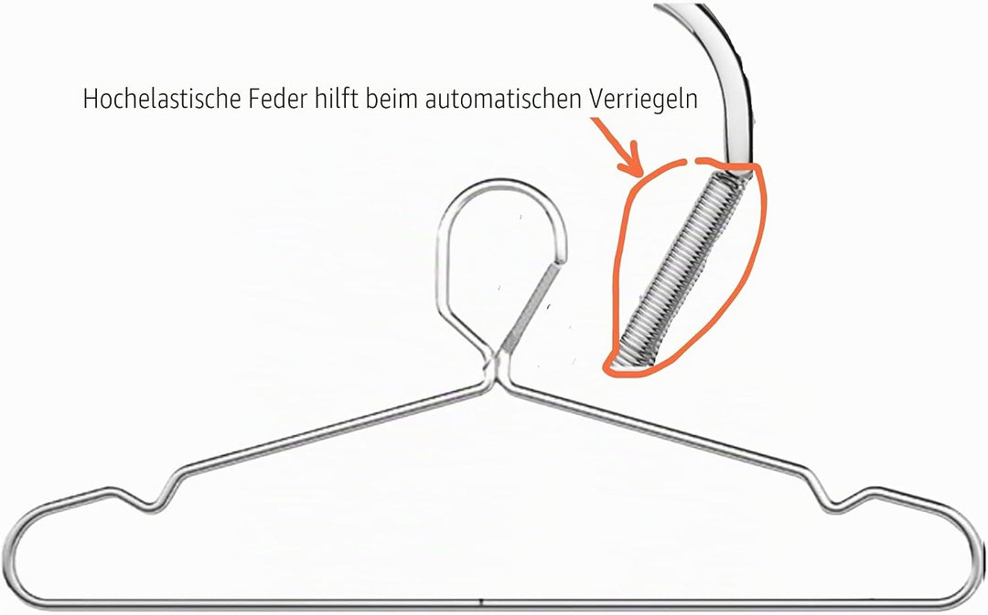 10 Stück 41,9 cm Drahtbügel, 4 mm, abschliessbare Kleiderbügel, Edelstahl, schmal, dünn, strapazierf