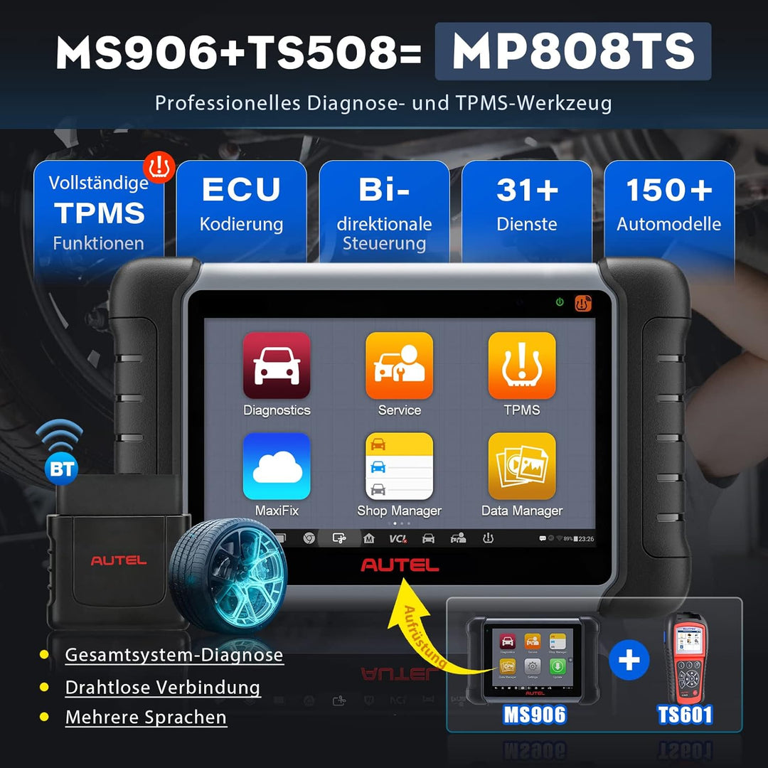 Autel MaxiPRO MP808S-TS Diagnosegerät Scanner 2023 Neueste mit 2 Jahre Update, ECU-Codierung, Full T