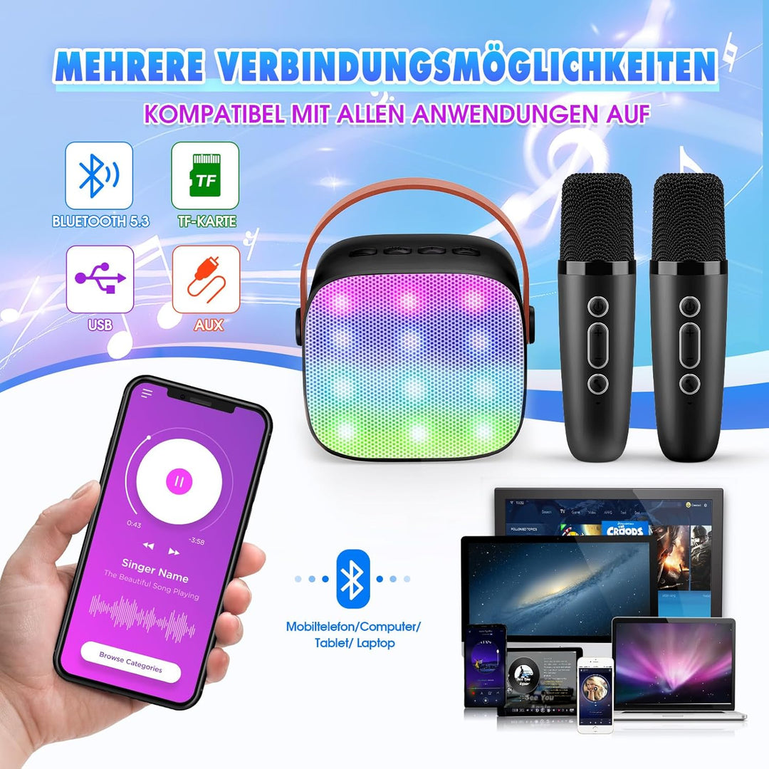 Dislocati Karaoke Maschine mit 2 Karaoke Mikrofon Bluetooth, Ostern Geschenke Kinder Spielzeug Junge
