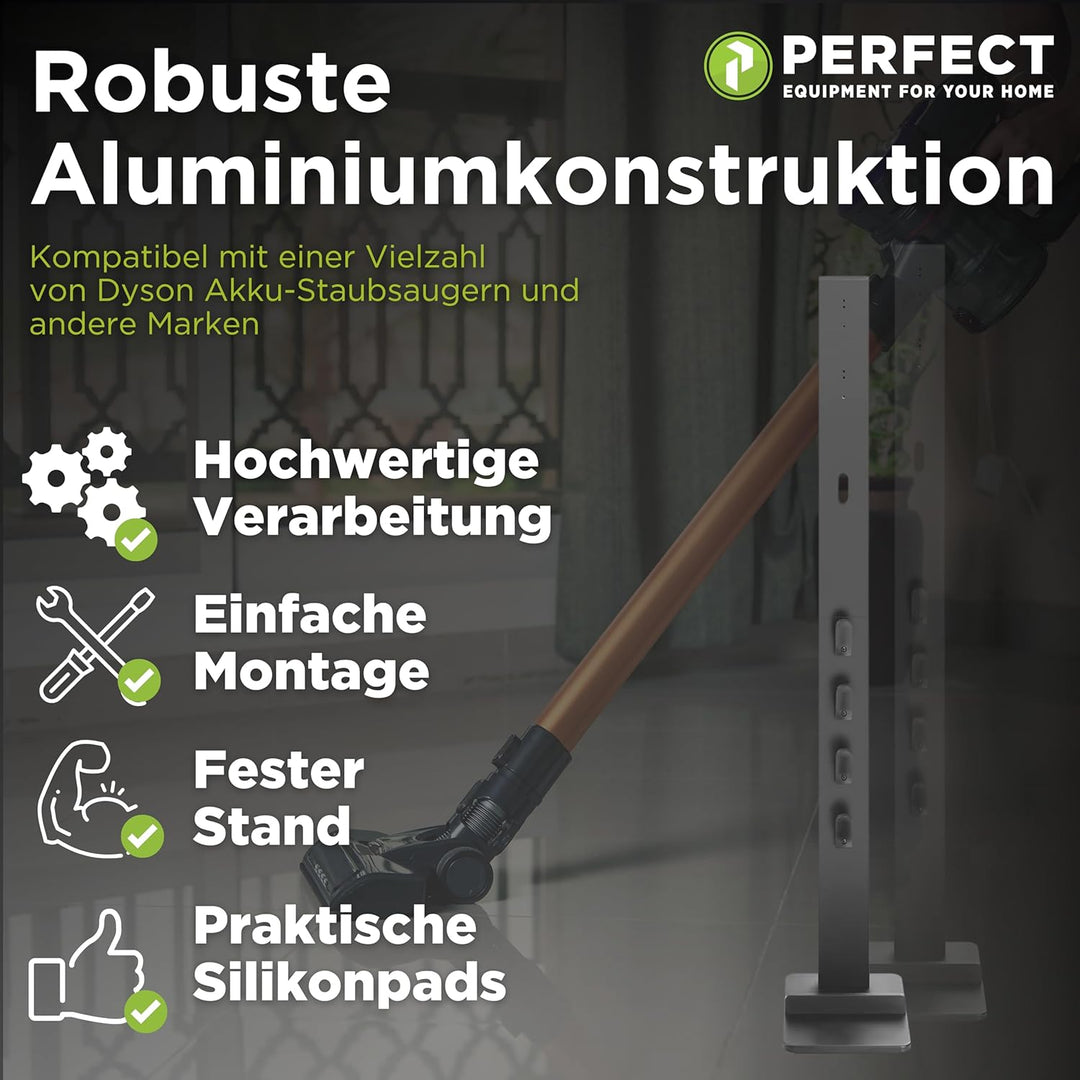 PERFECT EQUIPMENT FOR YOUR HOME PHD-D200B, Staubsaugerständer, Aluminium, Schwarz, Schwarz
