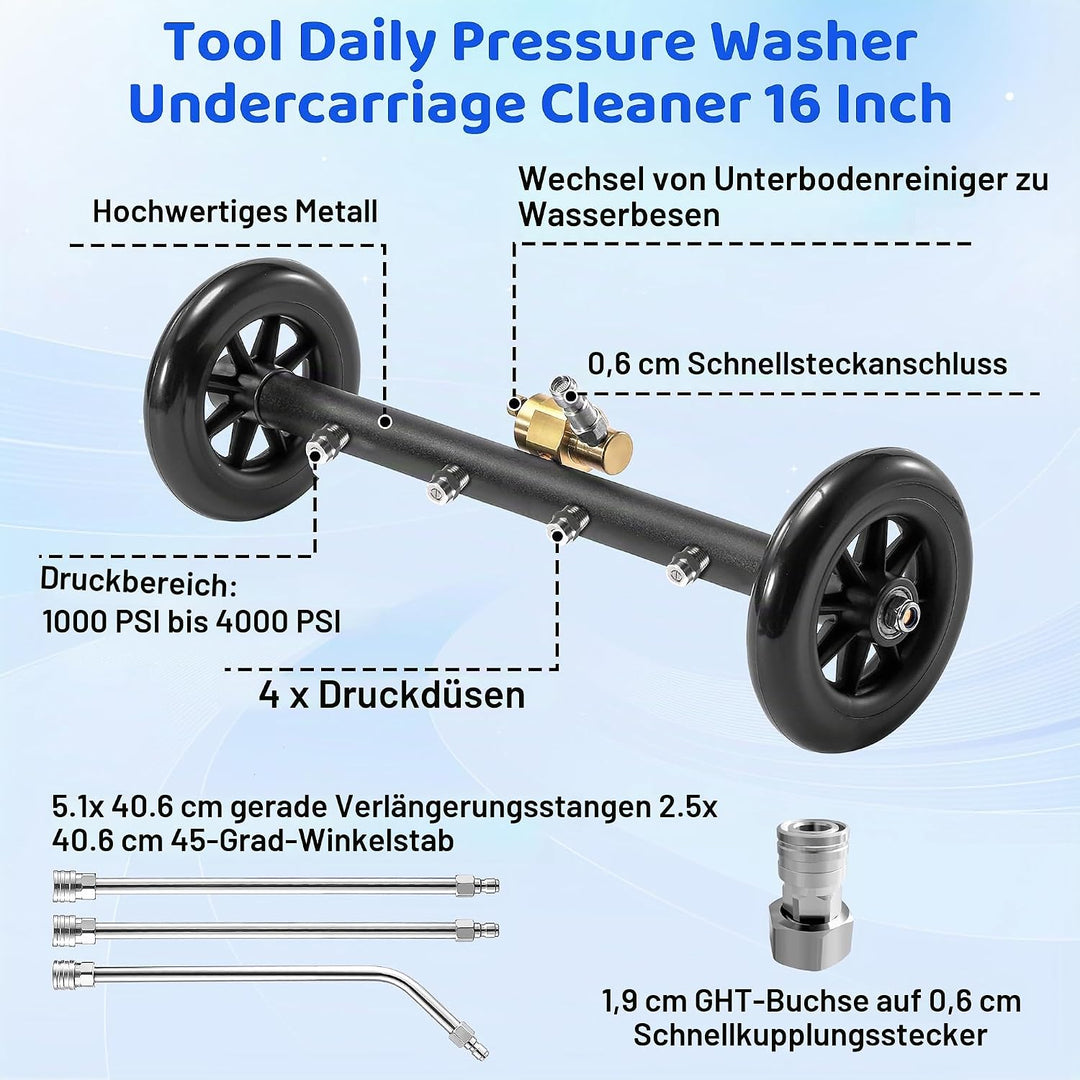 Tool Daily Unterwagen Hochdruckreiniger Aufsatz 16 Zoll, Doppelfunktion Unterbaureiniger für Hochdru