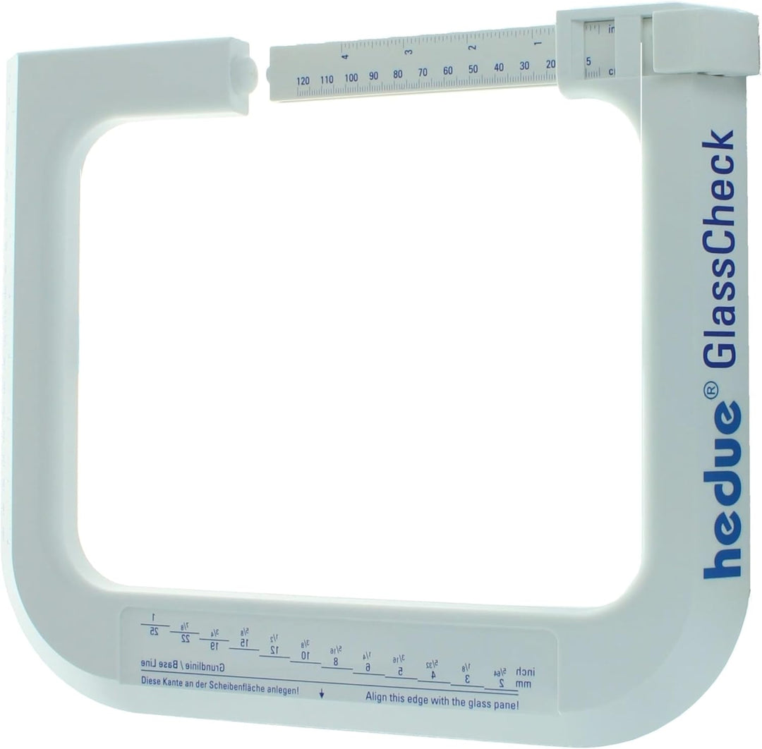 hedue® GlassCheck - Glasdickenmesser, Dickenlehre zur Messung der Glasstärke von Scheiben & Isolierv