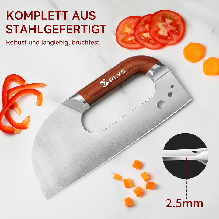 Plys Küchenmesser Scharfe Fleischmesser: 21CM Profi Kochmesser mit Rutschfestem Griff und Kräutersch