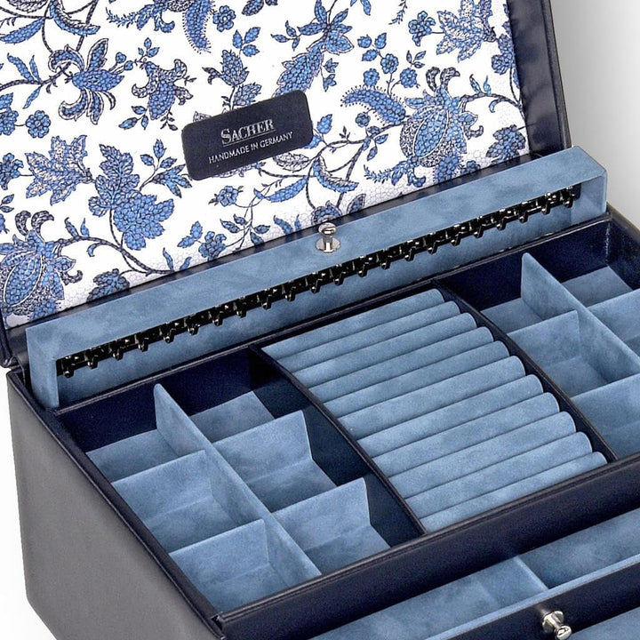 Schmuckkasten Jasmin florage/navy (Leder)