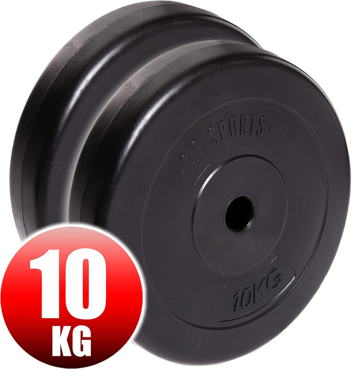 C.P.Sports Hantelscheiben 30mm | Paare 0,5KG bis 20KG oder Sets 26KG / 52KG | Kunststoff mit Zementf